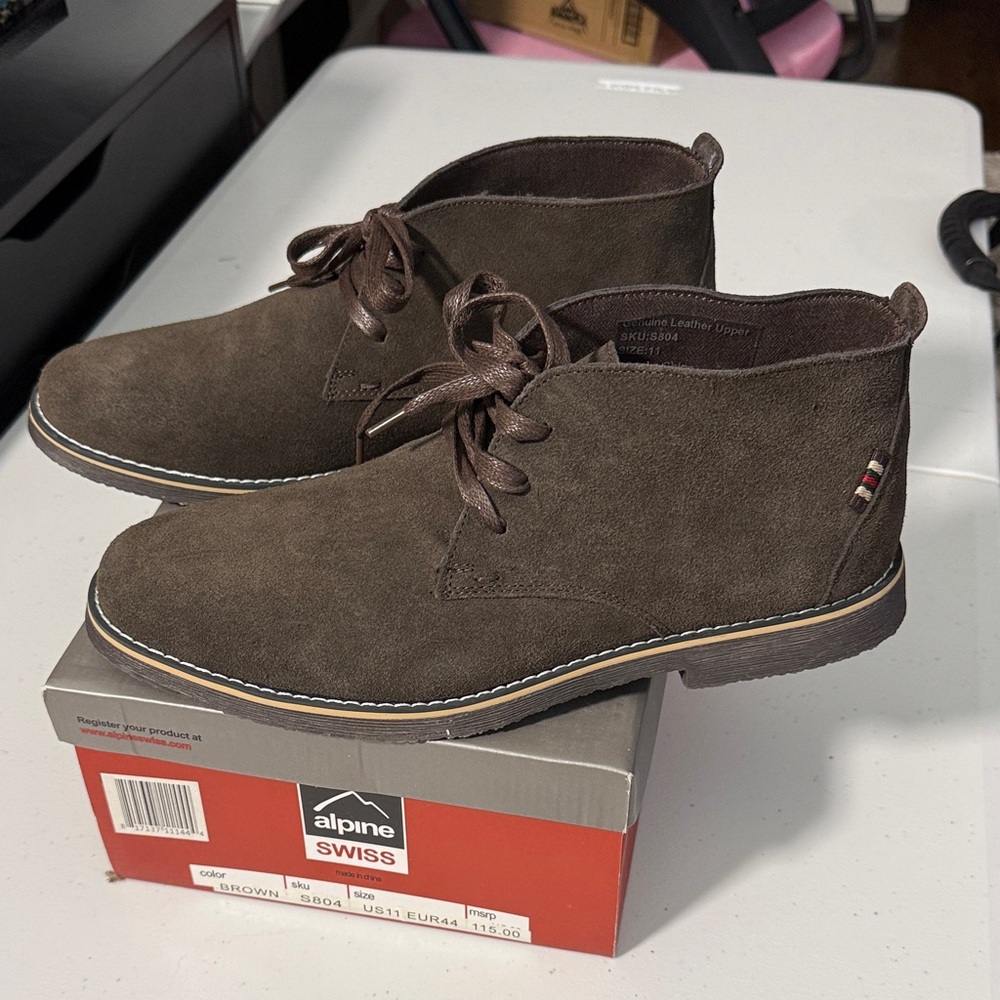 Alpine Swiss Men's Beck Dark Brown Chukka Boots Sz 11
